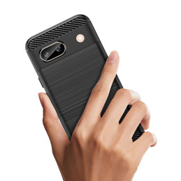 Anglies dėklas, skirtas „Google Pixel 8A“, lankstus silikoninis anglies dangtelis – juodas