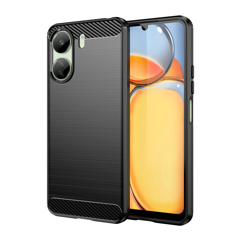 Anglies dėklas, skirtas Xiaomi Redmi 13c lanksčiam silikoniniam anglies dangčiui – juodas