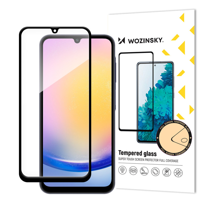 Wozinsky Full Glue grūdintas stiklas su juodu rėmeliu, skirtas Samsung A25