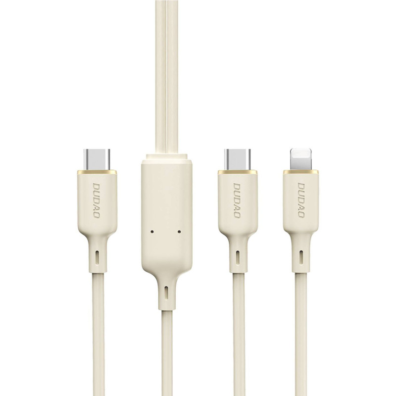 Dudao L7SF 2in1 laidas USB-C – USB-C / Lightning 100W 1,2m – smėlio spalvos