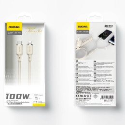 Dudao L7SF 2in1 laidas USB-C – USB-C / Lightning 100W 1,2m – smėlio spalvos