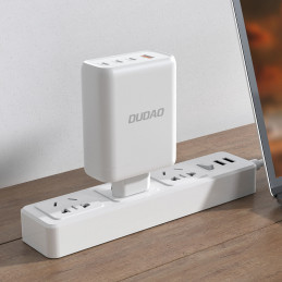 GaN Dudao A140EU USB-A / 3xUSB-C PD 140W įkroviklis – baltas