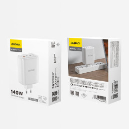 GaN Dudao A140EU USB-A / 3xUSB-C PD 140W įkroviklis – baltas