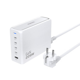 Dudao A228EU GaN įkroviklis 1x USB-A 4x USB-C PD 228W - baltas