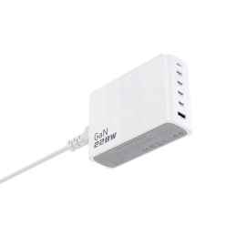 Dudao A228EU GaN įkroviklis 1x USB-A 4x USB-C PD 228W - baltas