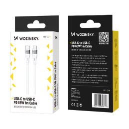 Wozinsky WSTCC1 USB-C / USB-C PD 65W laidas 1 m - baltas