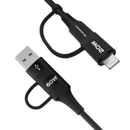 Wozinsky WNBAA 4in1 laidas 2x USB-C 1x USB-A 1x Lightning 60W 1 m - juodas