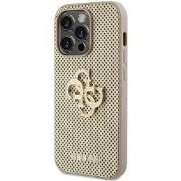 Guess Perforated 4G Glitter dėklas iPhone 15 Pro - auksinis