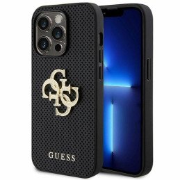 Guess Perforated 4G Glitter dėklas iPhone 15 Pro Max - juodas