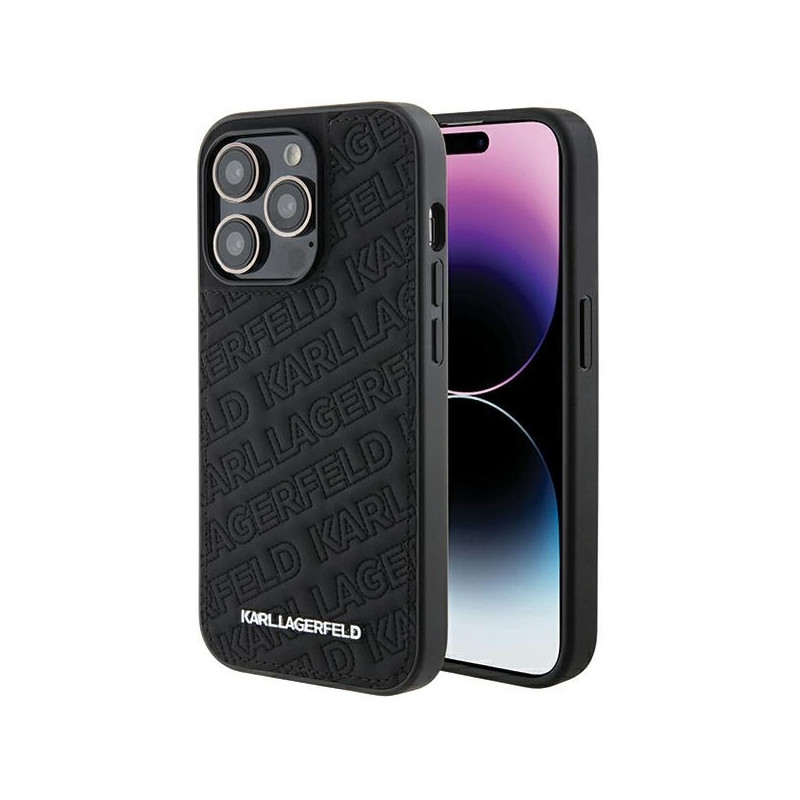 Karl Lagerfeld Quilted K Pattern dėklas, skirtas iPhone 15 Pro - juodas