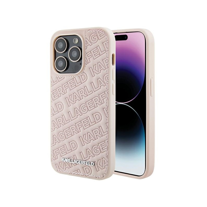 Karl Lagerfeld Quilted K Pattern dėklas, skirtas iPhone 15 Pro - rožinis