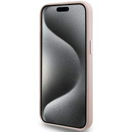Karl Lagerfeld Silicone Choupette Metal Pin dėklas iPhone 15 Pro - rožinis