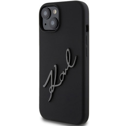 Karl Lagerfeld Silikoninis Karl Script dėklas iPhone 15 - juodas