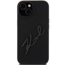 Karl Lagerfeld Silikoninis Karl Script dėklas iPhone 15 - juodas