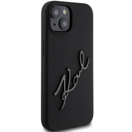 Karl Lagerfeld Silikoninis Karl Script dėklas iPhone 15 - juodas