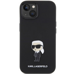 Karl Lagerfeld Silicone Ikonik Metal Pin dėklas iPhone 15 - juodas