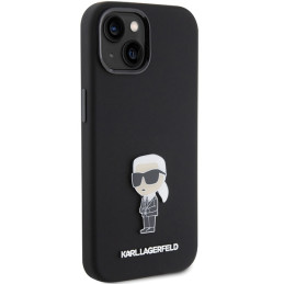 Karl Lagerfeld Silicone Ikonik Metal Pin dėklas iPhone 15 - juodas
