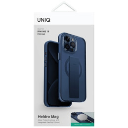 UNIQ Heldro Mag Magclick įkrovimo dėklas, skirtas iPhone 15 Pro Max - mėlynas