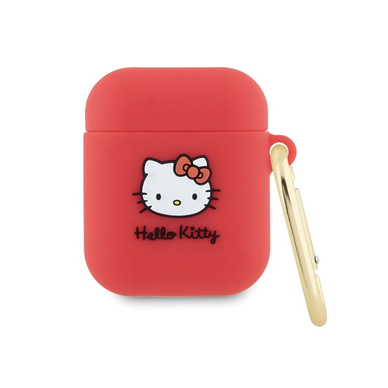 Hello Kitty Silicone 3D Kitty Head dėklas, skirtas AirPods 1/ 2 - fuksijos spalvos