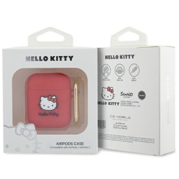 Hello Kitty Silicone 3D Kitty Head dėklas, skirtas AirPods 1/ 2 - fuksijos spalvos