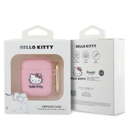Hello Kitty Silicone 3D Kitty Head dėklas, skirtas AirPods 1/ 2 – rožinis
