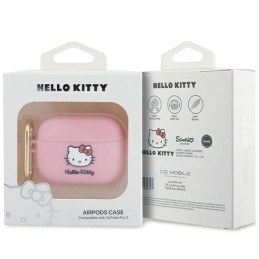 Hello Kitty Silicone 3D Kitty Head dėklas, skirtas AirPods Pro 2 (2022/ 2023) – rožinis