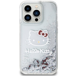 Hello Kitty Liquid Glitter Charms Kitty Head dėklas, skirtas iPhone 13 Pro / 13 - sidabrinis