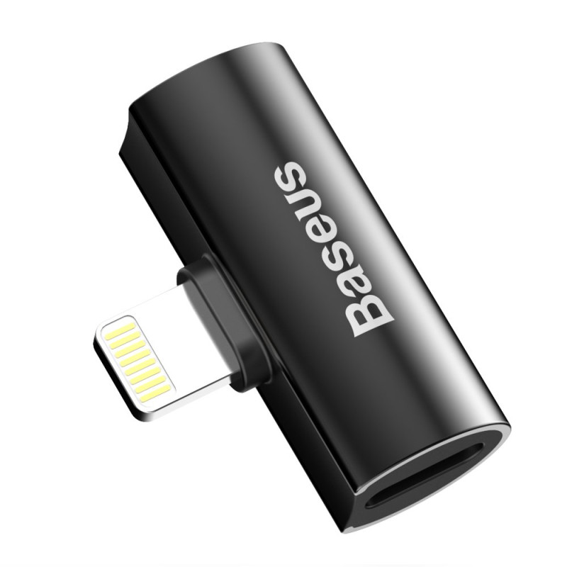 „Baseus Audio Converter L46“ adapteris nuo „Lightning“ jungties iki 2 x „Lightning“ prievado juodos spalvos (CAL46-01)
