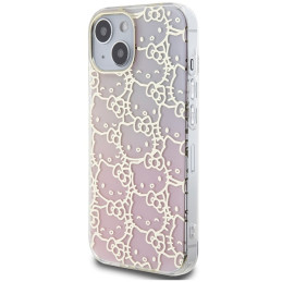 Hello Kitty IML Gradient Electrop Crowded Kitty Head dėklas iPhone 15 - rožinis