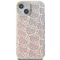 Hello Kitty IML Gradient Electrop Crowded Kitty Head dėklas iPhone 15 - rožinis