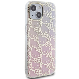 Hello Kitty IML Gradient Electrop Crowded Kitty Head dėklas iPhone 15 - rožinis