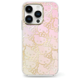 Hello Kitty IML Gradient Electrop Crowded Kitty Head dėklas iPhone 15 - rožinis