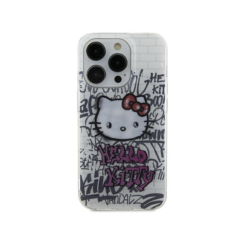 Hello Kitty IML Kitty On Bricks Graffiti dėklas iPhone 15 - baltas