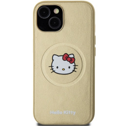 Hello Kitty Leather Kitty Head MagSafe dėklas iPhone 15 - auksinis