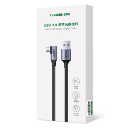 Ugreen US385 USB-A / USB-C 90º 5Gb/ s 3A 1m kampinis kabelis – juodas