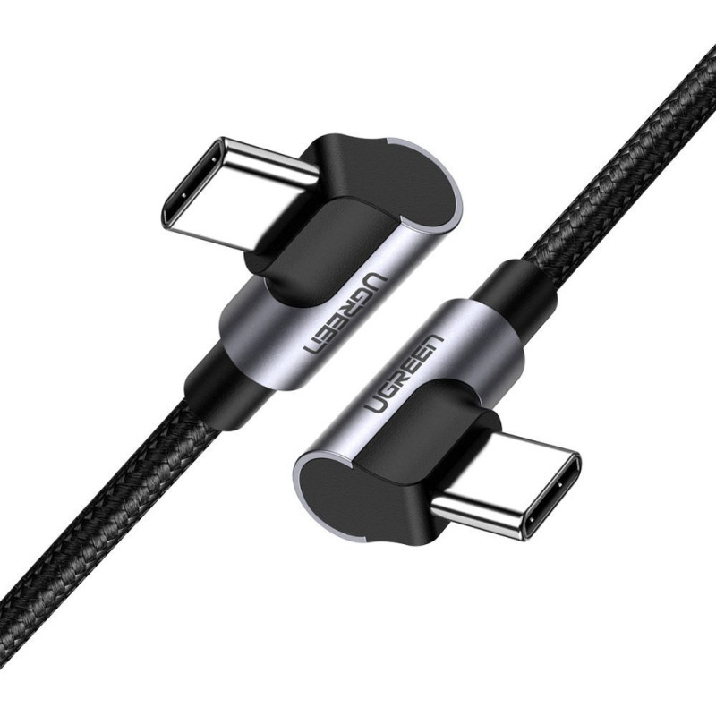 Ugreen US323 kampinis USB-C – USB-C PD QC kabelis 60W 3A 2m – juodas