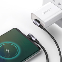 Ugreen US323 kampinis USB-C – USB-C PD QC kabelis 60W 3A 2m – juodas