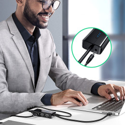 Ugreen 20264 RJ45 / USB-A 10/ 100Mbps HUB tinklo adapteris 3x USB-A 2.0 – juodas