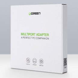 Ugreen 20264 RJ45 / USB-A 10/ 100Mbps HUB tinklo adapteris 3x USB-A 2.0 – juodas