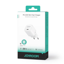 Joyroom JR-TCF02 USB-C PD 20W sieninis įkroviklis + USB-C laidas - baltas