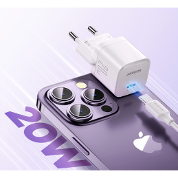 Joyroom JR-TCF02 USB-C PD 20W sieninis įkroviklis + USB-C laidas - baltas