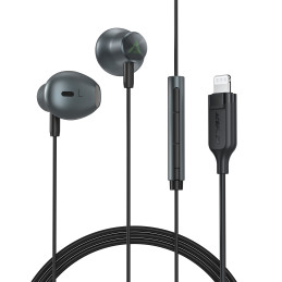 Acefast L1 į ausis įdedamos ausinės su Lightning jungtimi, mikrofonu ir nuotolinio valdymo pulteliu 1,2 m - juodos
