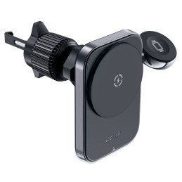 Acefast D18 automobilinis laikiklis su MagSafe / Qi indukciniu įkrovikliu + USB-A USB-C laidas - juodas