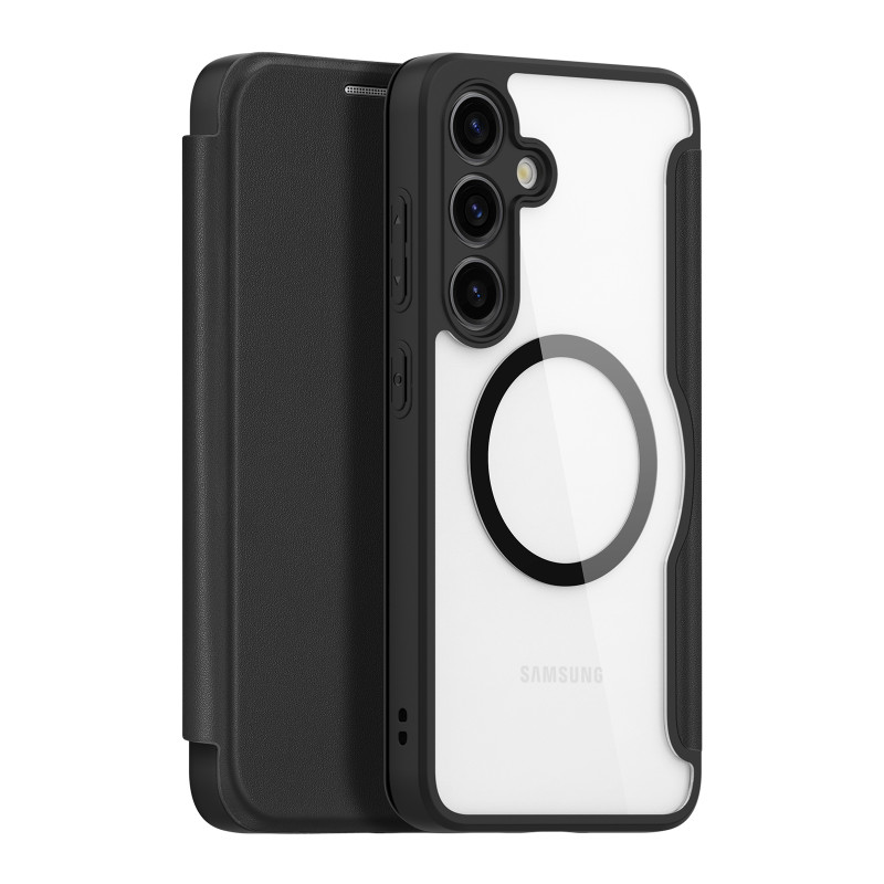 Dux Ducis Skin X Pro dėklas, skirtas Samsung Galaxy S24 su MagSafe ir atvartu - juodas