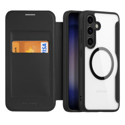 Dux Ducis Skin X Pro dėklas, skirtas Samsung Galaxy S24 su MagSafe ir atvartu - juodas