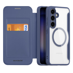 Dux Ducis Skin X Pro dėklas, skirtas Samsung Galaxy S24 su MagSafe ir atvartu - mėlynas