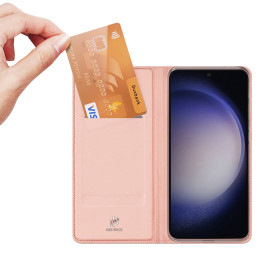 Dux Ducis Skin Pro dėklas Samsung S24 su atvartu - rožinis