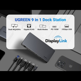 Ugreen CM615 USB-C daugiafunkcis adapteris – pilkas