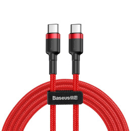 Baseus CATKLF-G09 USB-C - USB-C PD QC kabelis 60W 3A 480Mb/ s 1m - raudonas