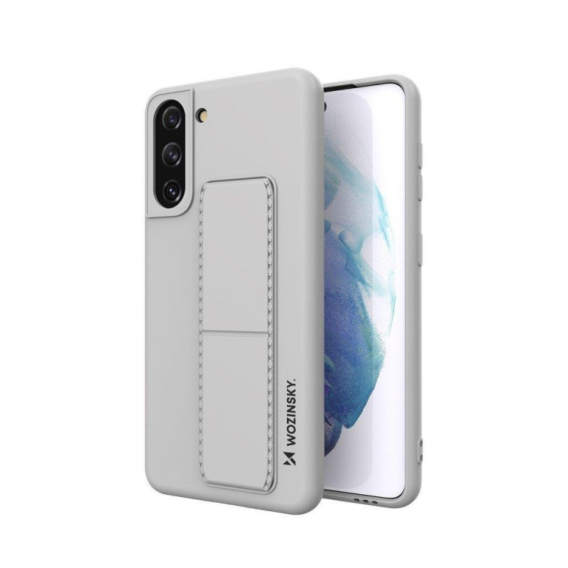 Wozinsky Kickstand Case silikoninis dėklas su stovu, skirtas Samsung Galaxy S21+ 5G pilkas